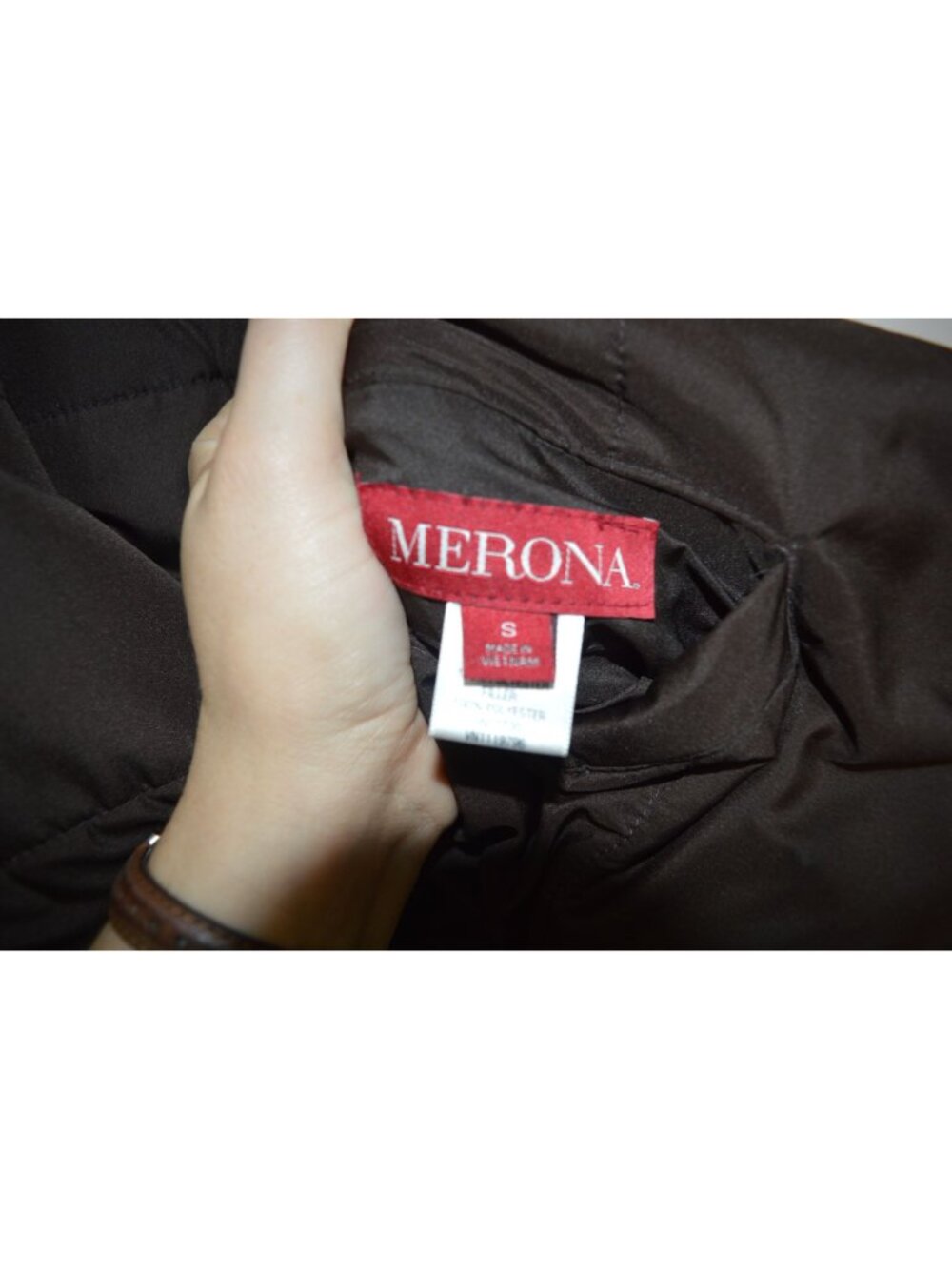 Merona Reversible Puffer Vest Brown Light Pink Women's Size Small Casual Fall - Picture 6 of 9